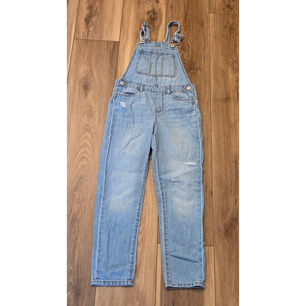 OshKosh B'gosh Denim Overalls Youth Size 7 Blue Distressed